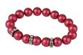 Bracelet, pearl shiny strawberry SWAROVSKI®, with white rondell diamond, 10mm, ART CRYSTELLA® M